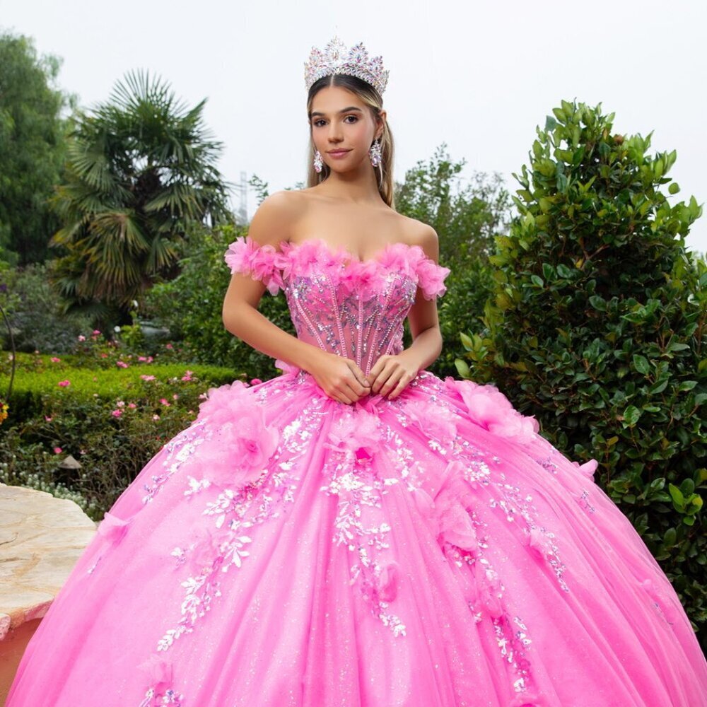 New Formal Floral Long Tulle Ball Gown w/ Sweetheart Neck & Back Ribbon GL3547